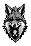 Fox head snarling tattoo design idea