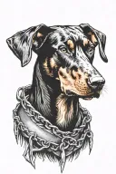 Doberman with barbed collar tattoo design idea