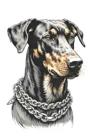 Doberman with barbed collar tattoo design idea