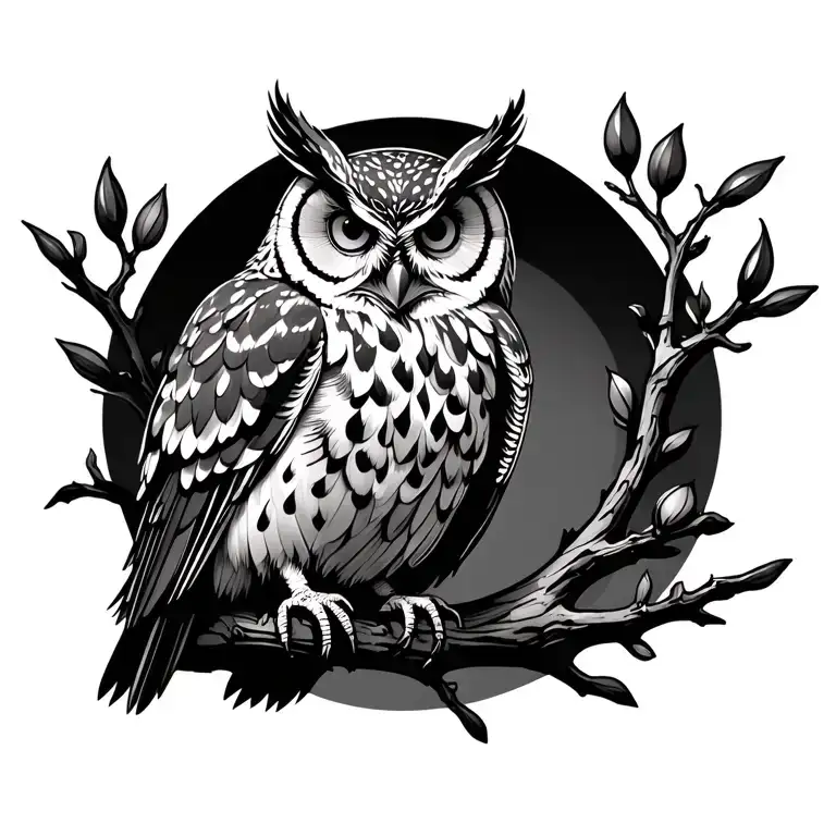 Owl On A Branch gothic inspired tattoo tattoo design idea
