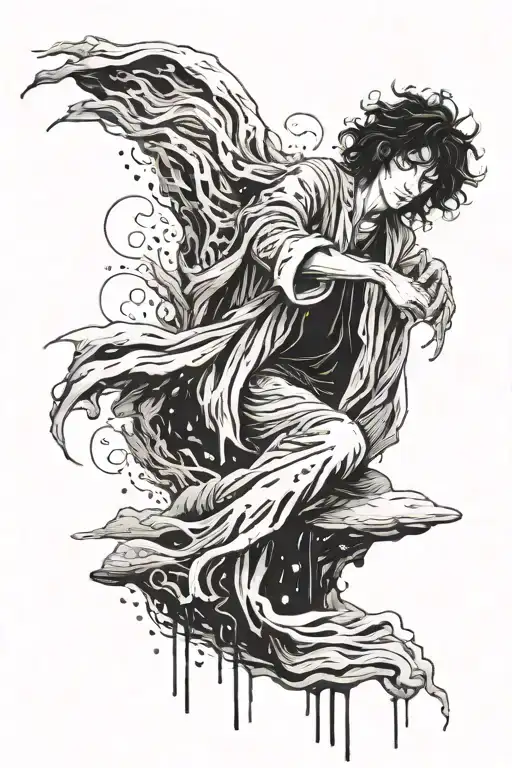 sandman neil gaiman letting sand falling tattoo design idea