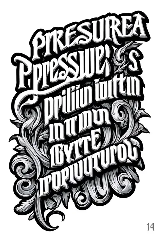 text: pressure is a privilege but in greek style, arhitecture and myth tattoo design idea