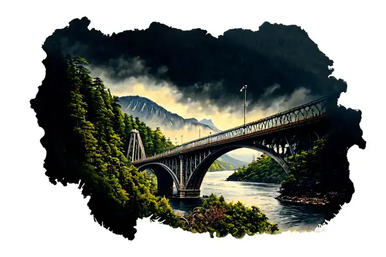old lower shotover bridge new zealand tattoo design idea