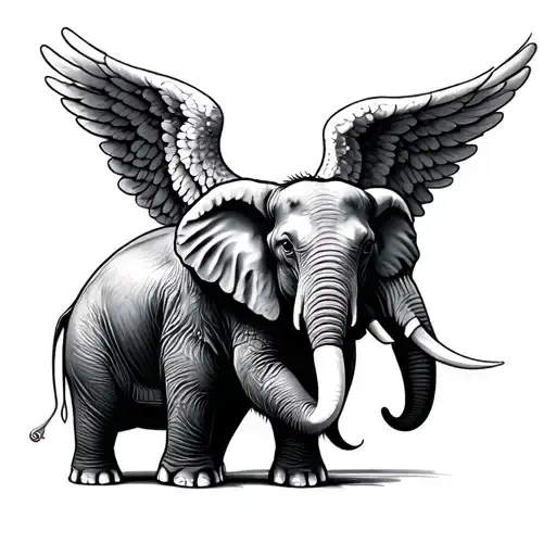 Elephant With Angel Wings tattoo design idea