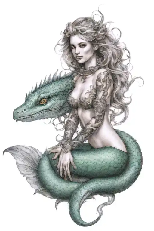 fantasy mermaid dragons etc tattoo design idea