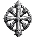 crusader Greek cross surrounded tattoo design idea
