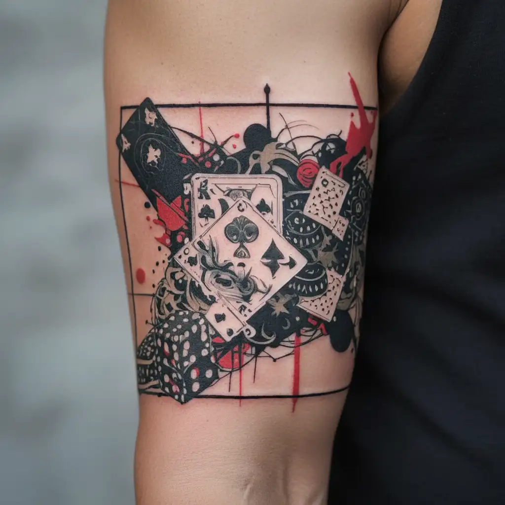 flash royal, poker,roulette, dice, tattoo design idea
