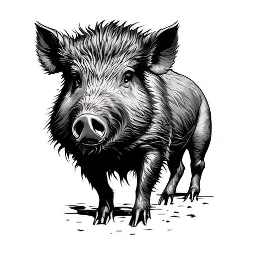 Wild boar in palmettos tattoo design idea