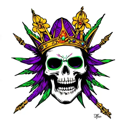 Mardi Gras skeleton menacing voodoo king tattoo design idea