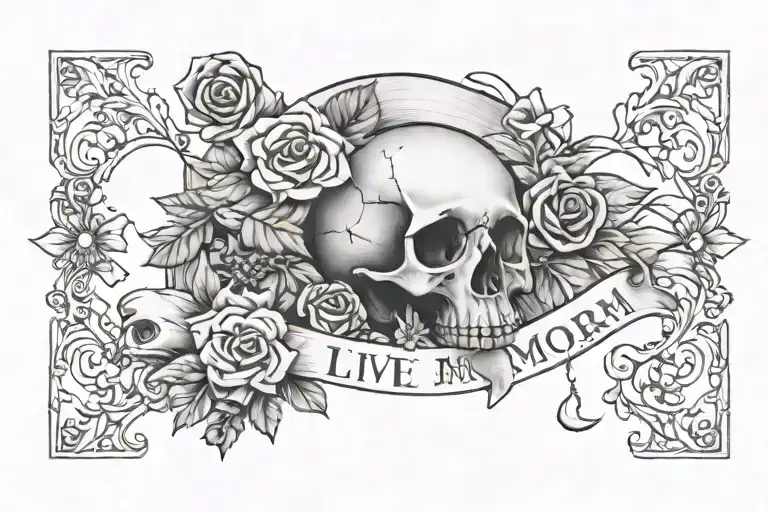 memento mori and live your dash tattoo design idea