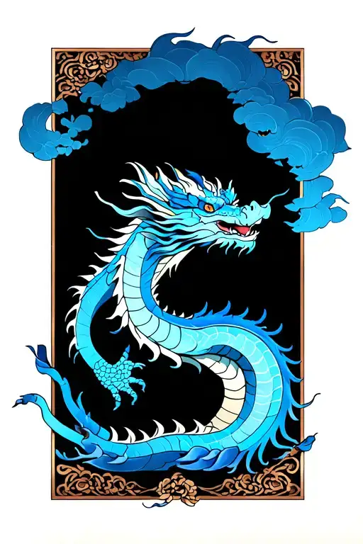 kirin blue dragon tattoo design idea