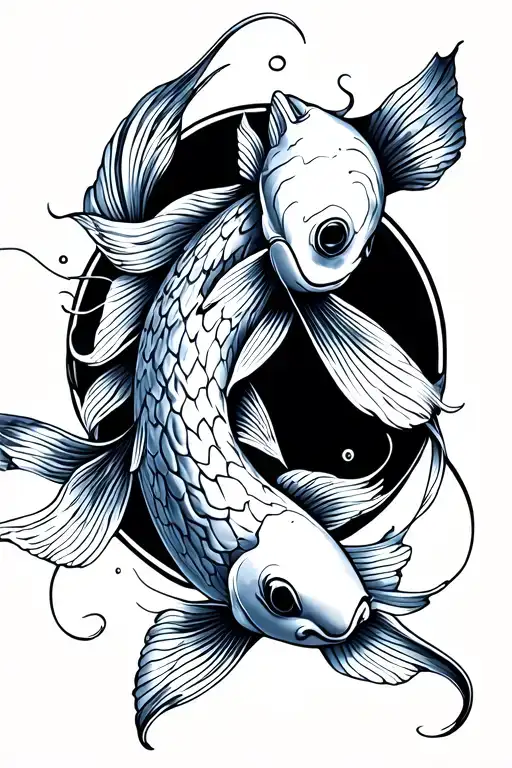 koi carp fish tattoo only long from the side view minimalist black and white  tattoo design idea