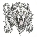 Protective Animal (Upper Arm): Alpha wolf or roaring lion on the upper shoulder, showing strength, l tattoo design idea