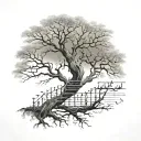 DNA double helix in the shape of a half dead half alive tree   tattoo design idea