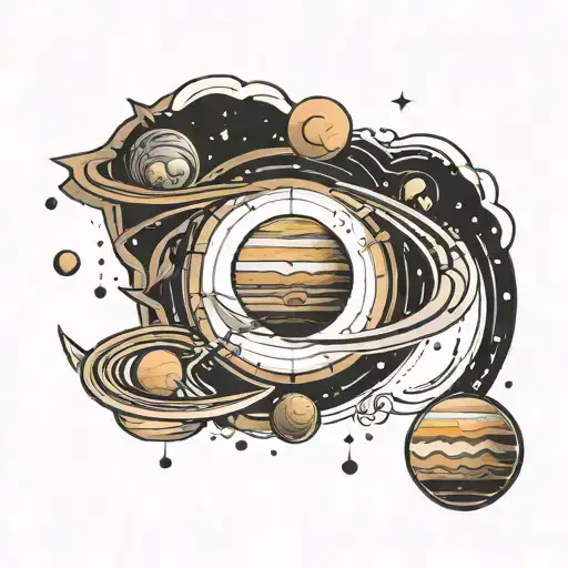 Recognize me among your orbits.  Look at Jupiter without words.  I walk through time and the cliff of obstacles, And here I am the rain, and here I am tattoo design idea
