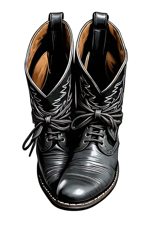 cowboy boot masculine tattoo design idea