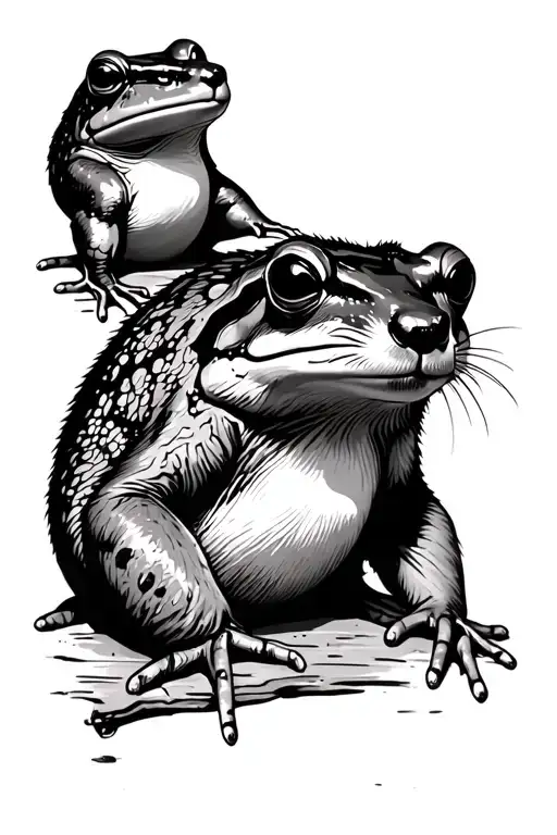 a bear tree frog and a muskrat  tattoo design idea