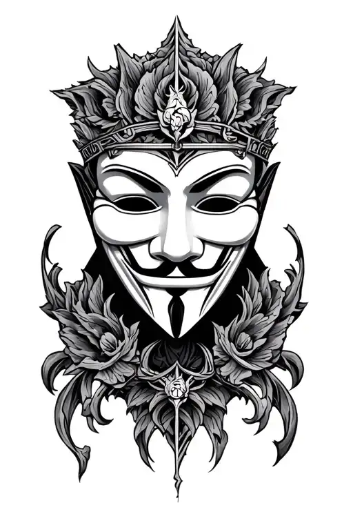glory to the legion anonymous mask inspired tattoo design idea