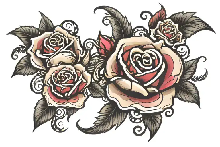create a Lower back tattoo with hearts and roses tattoo design idea