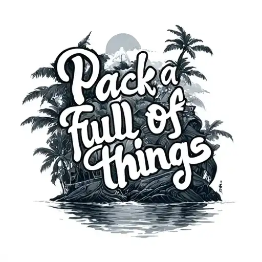 "Pack a bag full of things " neverland island tattoo design idea
