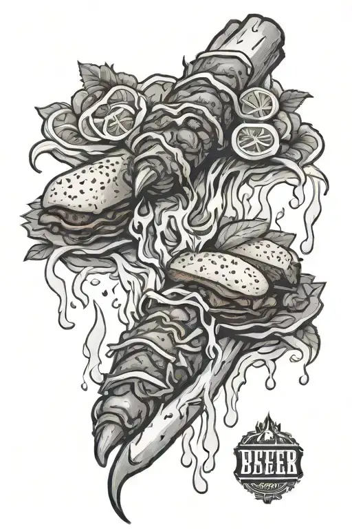doner kebab fire berlin tattoo design idea