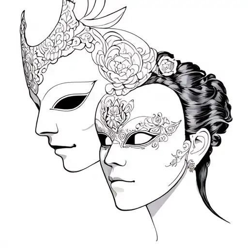 Venetian mask and manga one piece incorporating elements tattoo design idea