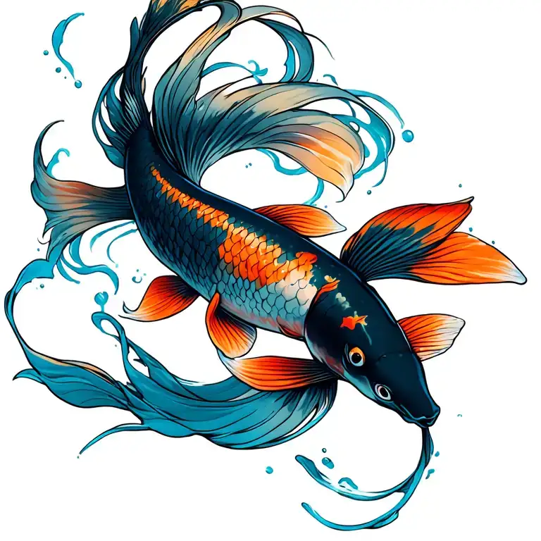 koi fish swimming gracefully tattoo design idea