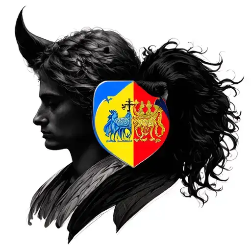 Sketch of a pair of tattoo on the theme of friendship between Moldova and Russia tattoo design idea