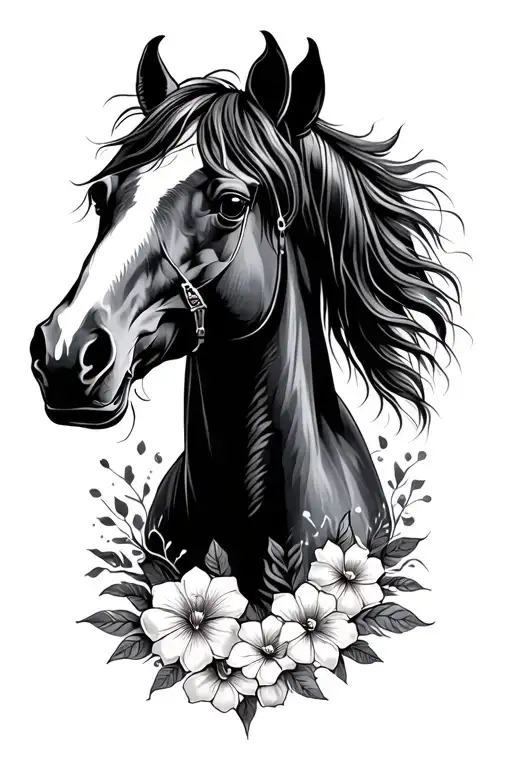 horse, tooling floral western style tattoos tattoo design idea