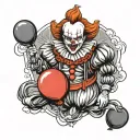 Pennywise holding red balloons tattoo design idea