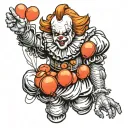 Pennywise holding red balloons tattoo design idea
