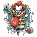 Pennywise holding red balloons tattoo design idea