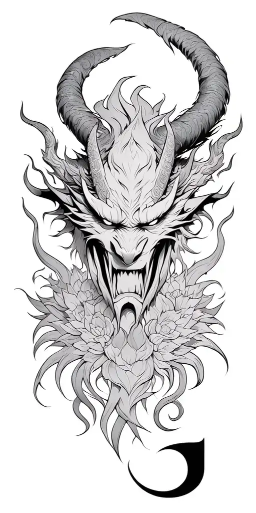 Asian demon tattoo design idea
