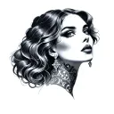 lady face inside Louis Vuitton pattern tattoo design idea