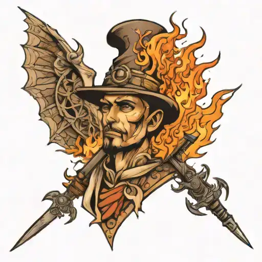 burning man at stake tattoo design idea