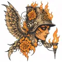 burning man at stake tattoo design idea