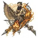 burning man at stake tattoo design idea