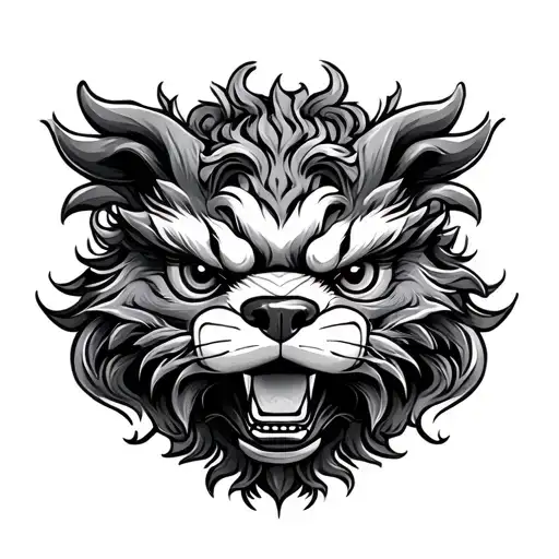 Japanese Foo Dog tattoo design idea