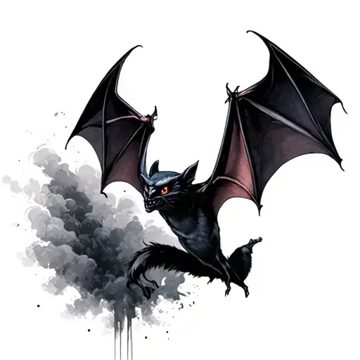 a bat flying towards tattoo design idea