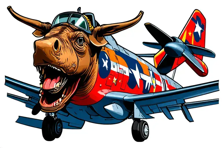 air force a10 warthog plane front facing tattoo with the painted face on the front of the plane tattoo design idea