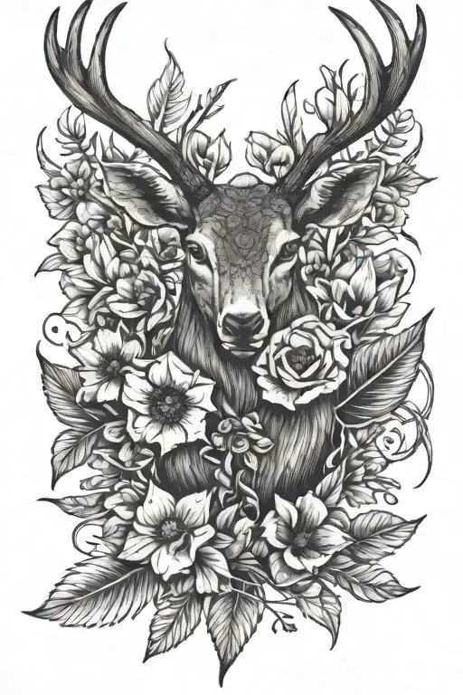 deer antlers, eagle feather, poppy flower, larkspur, daffodils, puppy paw, kitty paw tattoo design idea