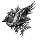 Nordic viking bird flower tattoo design idea