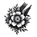 Nordic viking bird flower tattoo design idea