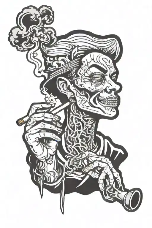 scammer hacker computers lab smoking weed tattoo design idea