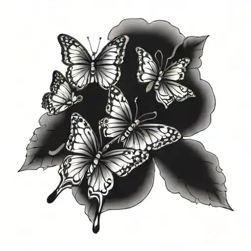 outline of rib cage with butterflies in a out tattoo design idea