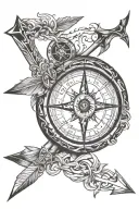 arrow and compass tattoo design idea