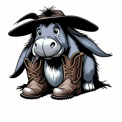 eeyore with cowboy boots tattoo design idea