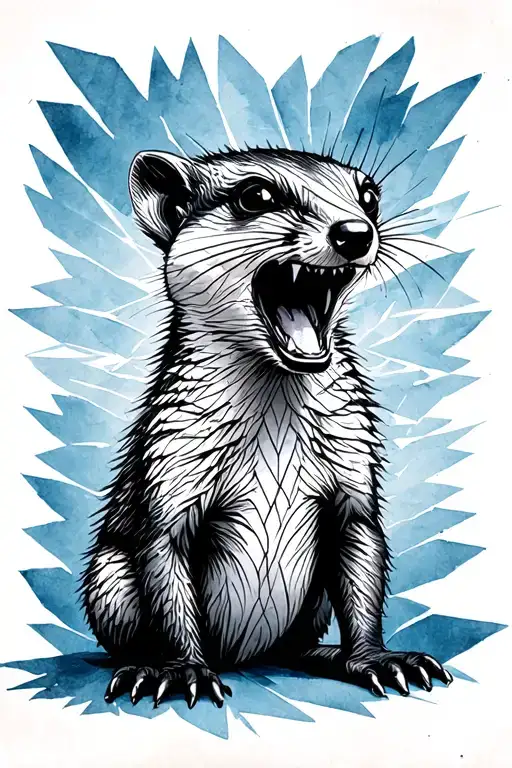 mongoose angry sketch and watercolor tattoo design idea