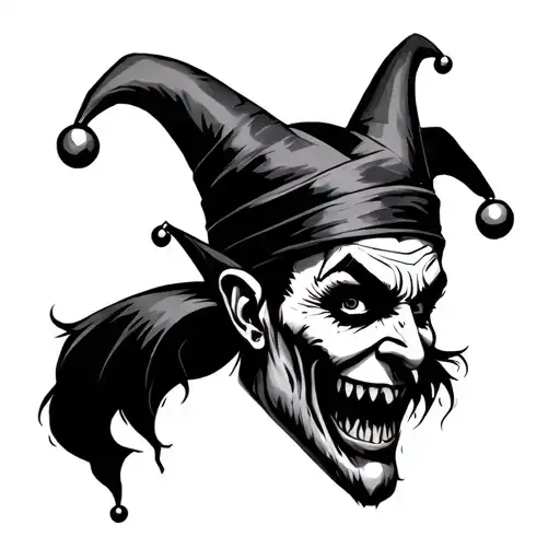 evil court jester tattoo design idea