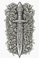 bone made dagger realistic tattoo design idea
